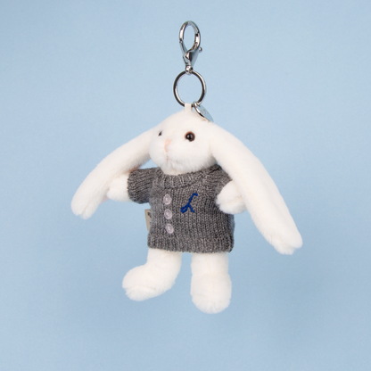 Mei Mei the Bunny Bag Charm - Grey Cardigan